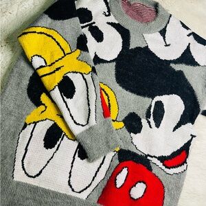Gray Sweater with Cartoon Characters